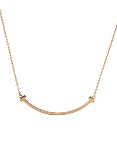 Pre-owned Tiffany & Co 18k Small T Smile Pendant Necklace, 18" In Multi
