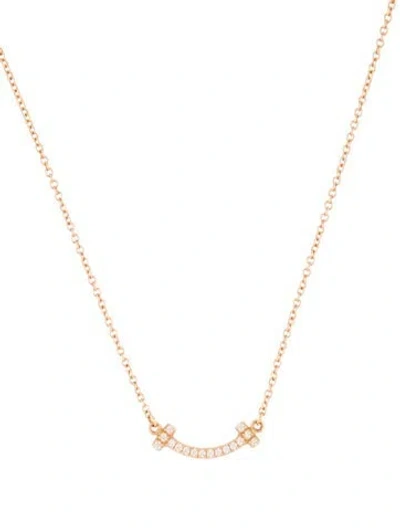 Pre-owned Tiffany & Co 18k Smile Diamond Pendant, 18" In Multi