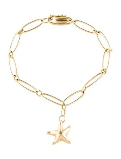 Pre-owned Tiffany & Co 18k Starfish Charm Bracelet, 7" In Multi