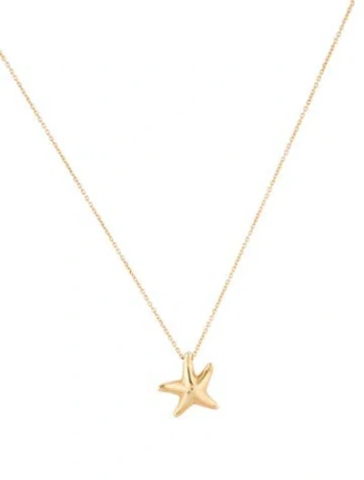 Pre-owned Tiffany & Co 18k Starfish Pendant Necklace, 16" In Multi