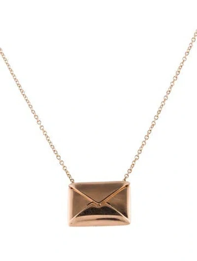 Pre-owned Tiffany & Co 18k Sweet Nothings Envelope Pendant Necklace, 20" In Multi