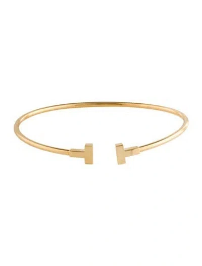 Pre-owned Tiffany & Co 18k T Narrow Wire Bracelet, 6.75" In Multi