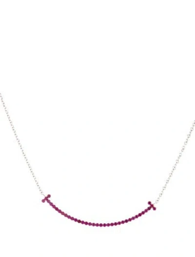 Pre-owned Tiffany & Co 18k T Ruby Smile Pendant Necklace, 18" In Multi