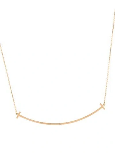 Pre-owned Tiffany & Co 18k T Smile Large Pendant Necklace, 18" In Multi