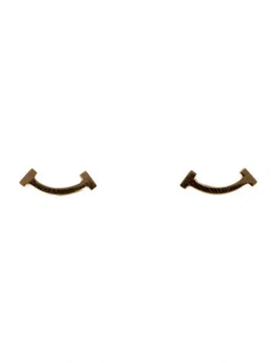 Pre-owned Tiffany & Co 18k T Smile Mini Stud Earrings In Multi
