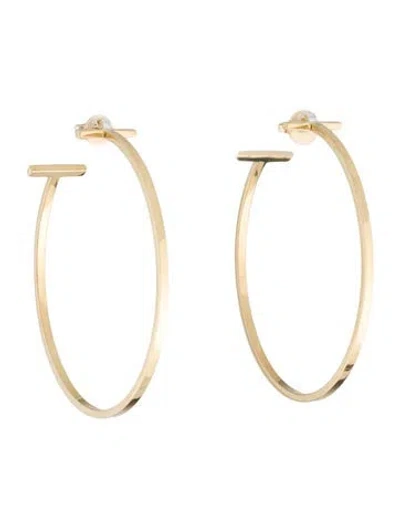 Pre-owned Tiffany & Co 18k T Wire Hoop Earrings In Multi