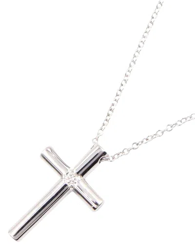 Tiffany & Co 18k  K18wg Diamond Cross Necklace (authentic Pre-  Loved) In Metallic