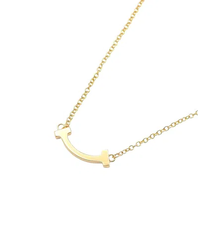Pre-owned Tiffany & Co 18k  T Smile Mini Necklace (authentic Pre-loved)