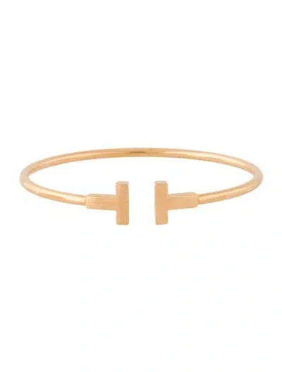 Pre-owned Tiffany & Co 18k Tiffany T Wire Bracelet, 6" In Multi