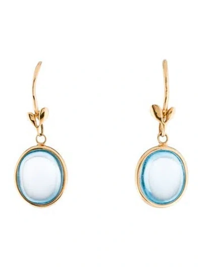 Pre-owned Tiffany & Co 18k Topaz Olive Leaf Drop Earrings In Multi
