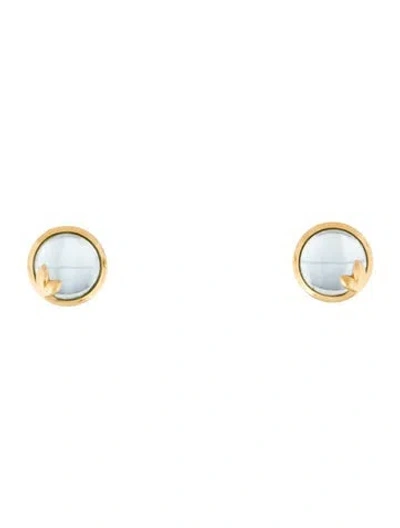 Pre-owned Tiffany & Co 18k Topaz Olive Leaf Stud Earrings In Multi