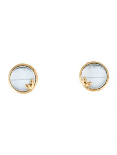 Pre-owned Tiffany & Co 18k Topaz Olive Leaf Stud Earrings In Multi