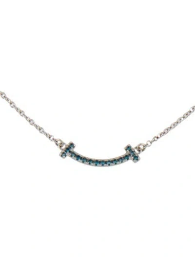 Pre-owned Tiffany & Co 18k Topaz T Smile Pendant Necklace, 18" In Multi