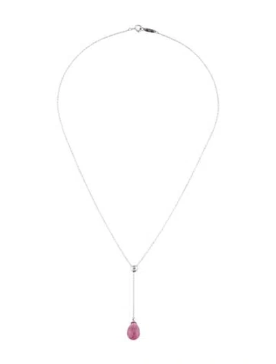 Pre-owned Tiffany & Co 18k Tourmaline Rainbow Lavalier Necklace, 16" In Multi