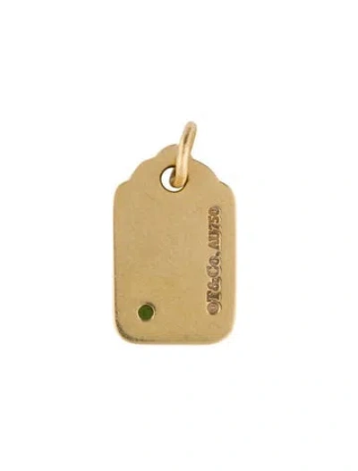 Pre-owned Tiffany & Co 18k Tsavorite Mini Tag Charm In Multi