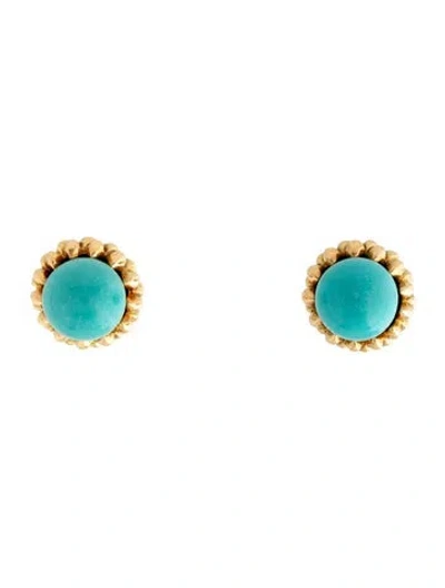 Pre-owned Tiffany & Co 18k Turquoise Acorn Stud Earrings In Multicolor