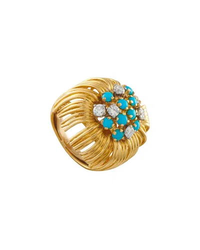 Tiffany & Co . 18k Turquoise Ring (authentic Pre-loved) In Gold