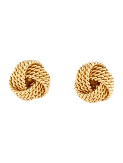 Pre-owned Tiffany & Co 18k Twist Knot Stud Earrings In Multi