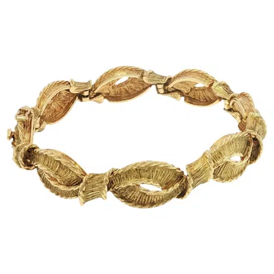 Pre-owned Tiffany & Co . 18k Vintage Bracelet French Made Textured Link Yellow Gold 1990s
