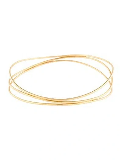 Pre-owned Tiffany & Co 18k Vintage Wave Three-row Bangle Bracelet, 8" In Multi