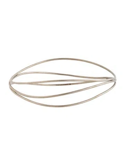 Pre-owned Tiffany & Co 18k Wave Three-row Bangle Bracelet, 7.5" In Multi
