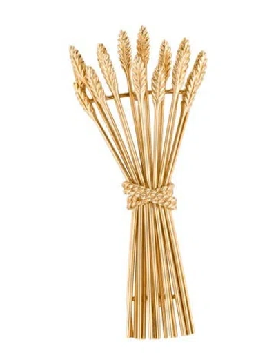 Pre-owned Tiffany & Co 18k Wheat Sheaf Brooch In Multi