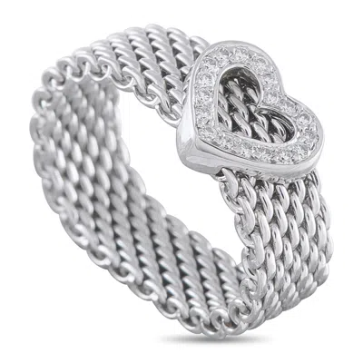 Tiffany & Co 18k White Gold Diamond Heart Ring Ti36-050126 In Gray