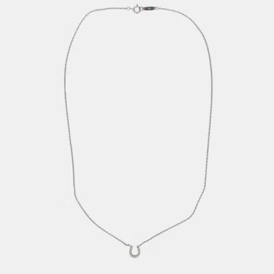 Pre-owned Tiffany & Co 18k White Gold Diamonds Horse Shoe Necklace