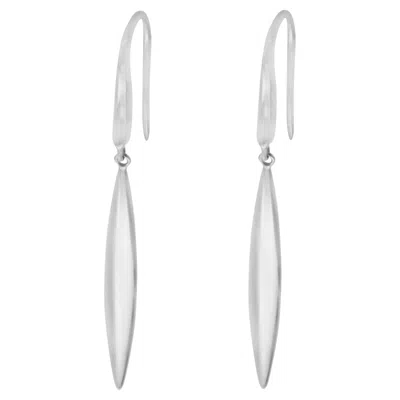 Pre-owned Tiffany & Co 18k White Gold Feather Hook Dangle Earrings