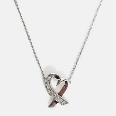 Pre-owned Tiffany & Co 18k White Gold/diamond Paloma Picasso Loving Heart Pendant
