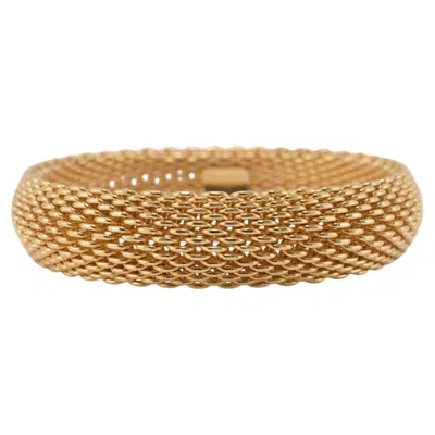 Pre-owned Tiffany & Co . 18k Yellow Gold 15 Link Rows Somerset Mesh Bangle Bracelet