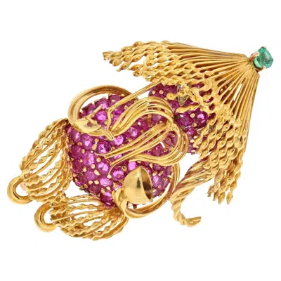 Pre-owned Tiffany & Co . 18k Yellow Gold A Man Eating Noodles Brooch
