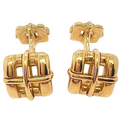 Pre-owned Tiffany & Co 18k Yellow Gold Biscayne Square Cufflinks