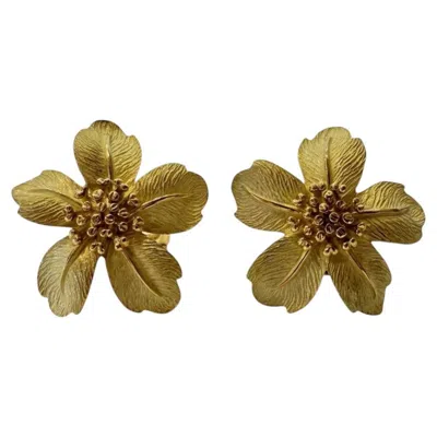 Pre-owned Tiffany & Co . 18k Yellow Gold Flower Clip-on Earrings