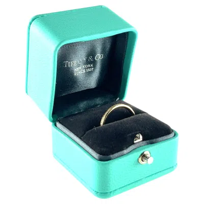 Pre-owned Tiffany & Co . 18k Yellow Gold Lock Ring Size 7.25 Box And Case 0.17 Ct Diamonds