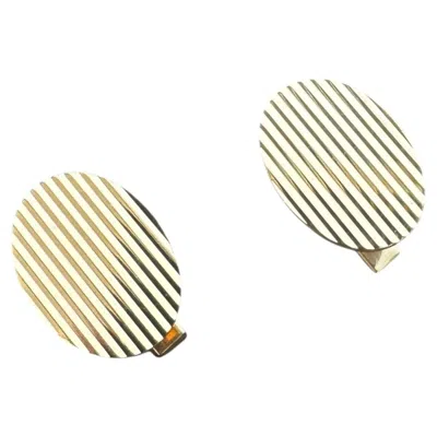 Pre-owned Tiffany & Co . 18k Yellow Gold Oval Engine-turned Cufflinks