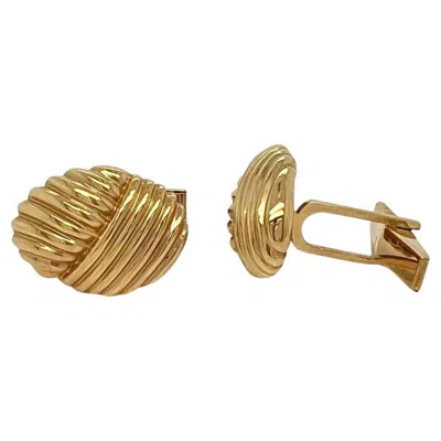 Pre-owned Tiffany & Co 18k Yellow Gold Oval Woven Rope Knot Cufflinks