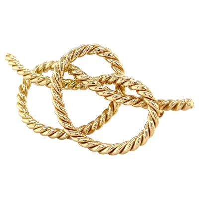 Pre-owned Tiffany & Co . 18k Yellow Gold Vintage Rope Pretzel Brooch Made In Italy
