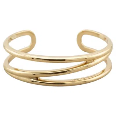 Pre-owned Tiffany & Co . 18k Yellow Gold Zig Zag Open Weave Cuff Bracelet