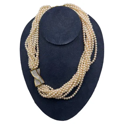 Pre-owned Tiffany & Co . 18kt Gold, Diamond And Pearl Twisted Pearl Choker In Multi