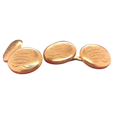 Pre-owned Tiffany & Co 1910s 18k Yellow Gold . Monogram Cufflinks