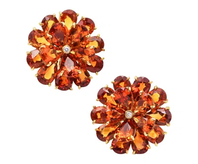 Pre-owned Tiffany & Co . 1950 Clips-on Earrings In 18kt Yellow Gold With Madeira Citrines