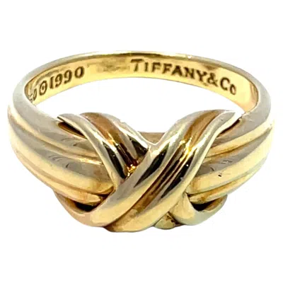 Pre-owned Tiffany & Co . 1990 Vintage X Signature Ring In 18k Yellow Gold