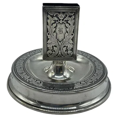 Pre-owned Tiffany & Co 19th Century Sterling Silver Match Box Holder And Ashtray Stand By