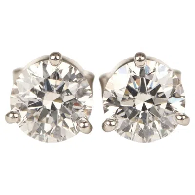 Pre-owned Tiffany & Co . 2 Carat Diamond Platinum Three-prong Stud Earrings In Multiple