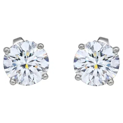 Pre-owned Tiffany & Co . 2.05 Carat Round Brilliant Diamond Stud Earrings H Vs1 In Multi