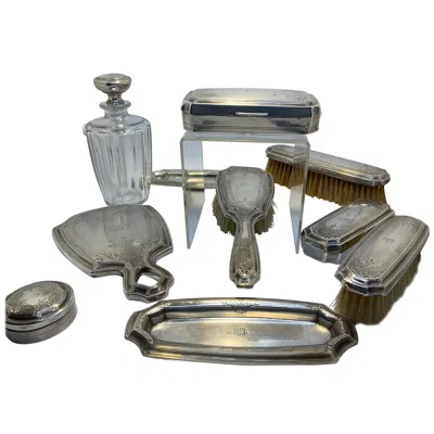 Pre-owned Tiffany & Co 20th Century Art Deco . Sterling Silver Gentleman Vanity Set