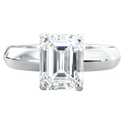 Pre-owned Tiffany & Co . 2.45 Carat Emerald Cut Diamond Platinum Solitaire Engagement Ring In Green