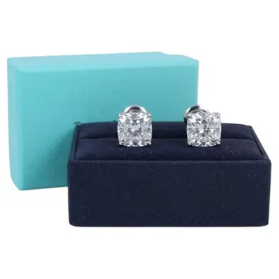 Pre-owned Tiffany & Co . 2.5 Carat Cushion Diamond Platinum Stud Earrings In Multiple