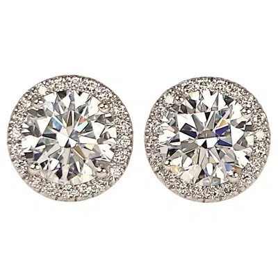 Pre-owned Tiffany & Co . 2.5 Carat Diamond Soleste Halo Stud Earrings In Platinum In Multiple